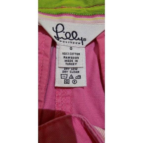 Lilly Pulitzer Pink Cotton Mini Skirt Size 0 With Back Button Detail - Picture 3 of 4